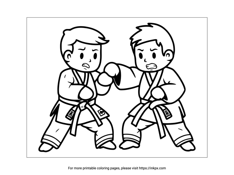 Printable Judo Players Coloring Page