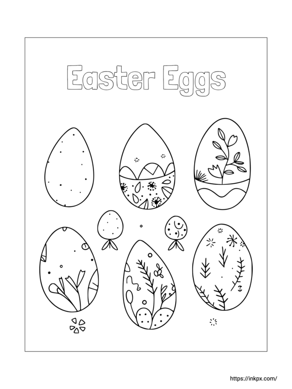 Printable Multiple Easter Eggs Coloring Sheet