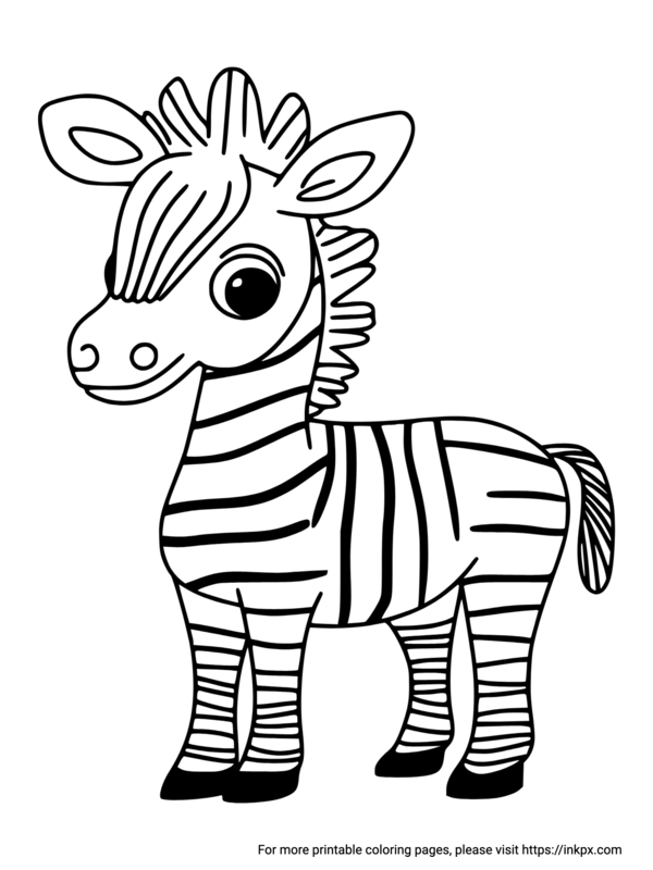 Free Printable Cartoon Zebra Coloring Page