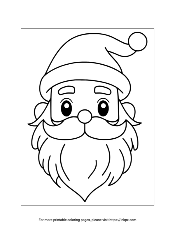 Printable Santa Claus Head Coloring Page