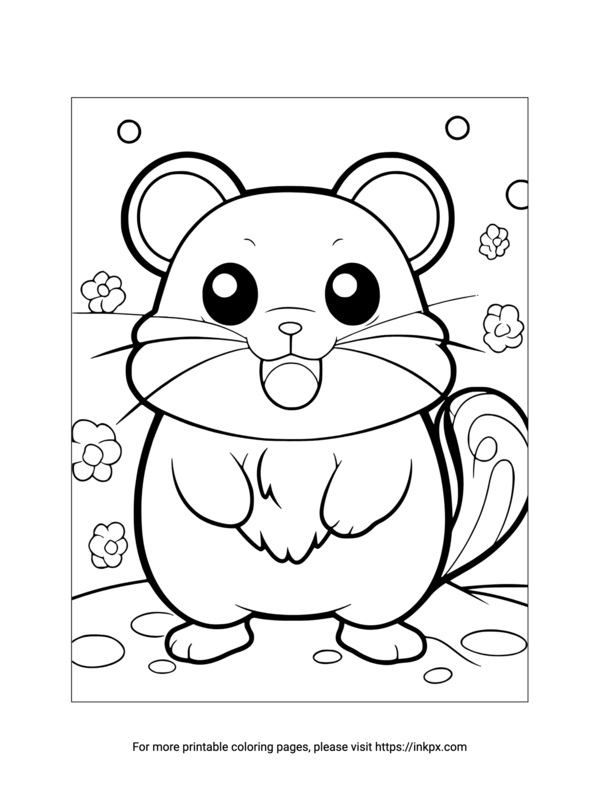 Printable Cute Hamster Coloring Page