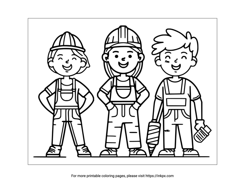 Printable Workers Coloring Sheet