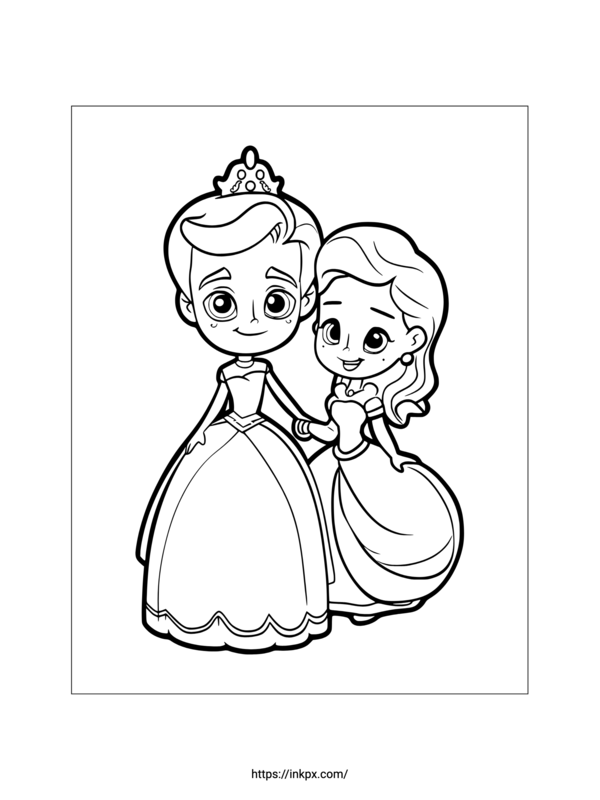 Printable Princesses Coloring Page