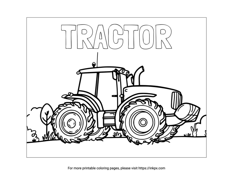 Free Printable Easy Tractor Coloring Page