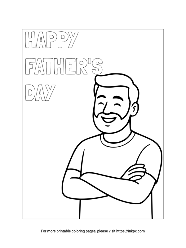 Free Printable Simple Happy Father's Day Coloring Page