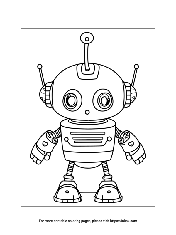 Free Printable Cartoon Robot Coloring Page