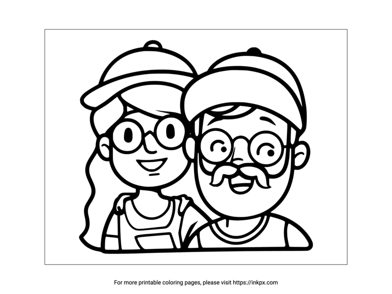 Printable Father & Daughter Coloring Page