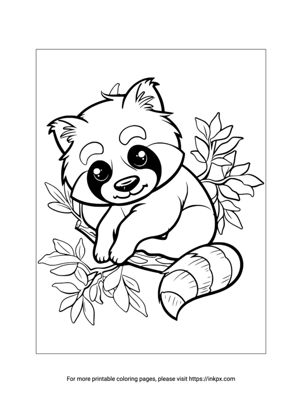 Free Printable Cute Red Panda Coloring Page