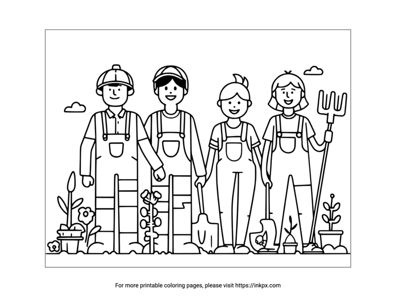 Free Printable Workers Coloring Page