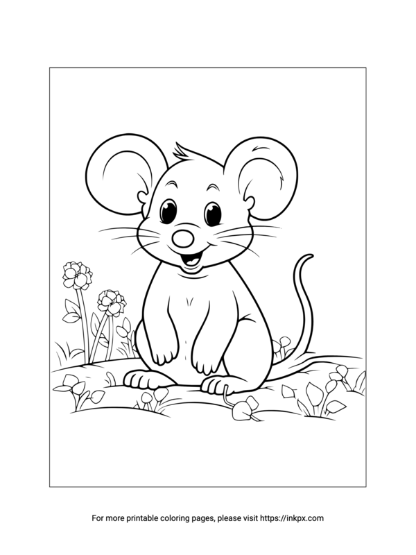 Printable Cartoon Rat Coloring Sheet