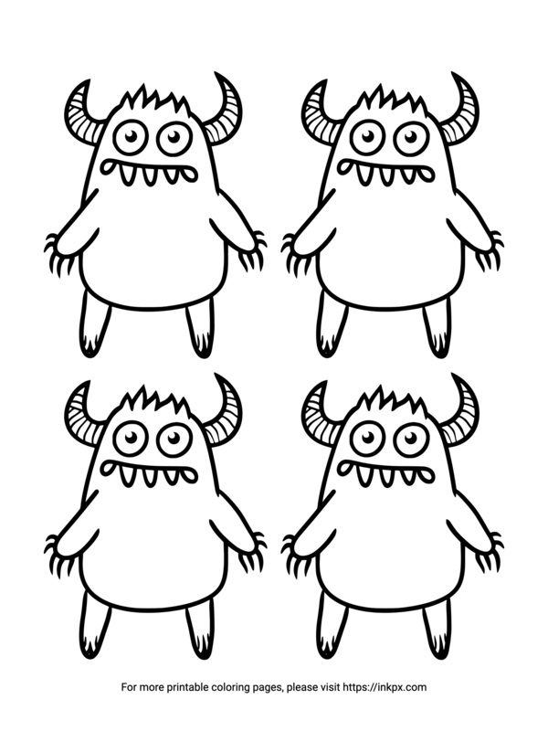 Free Printable Quadruple Monsters Coloring Page