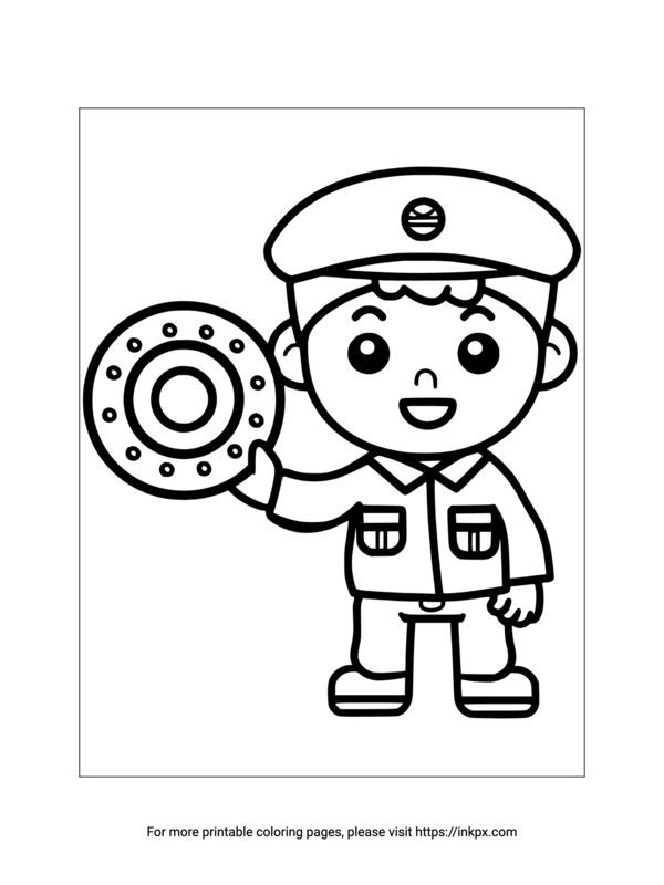 Free Printable Donuts & Officer Coloring Page