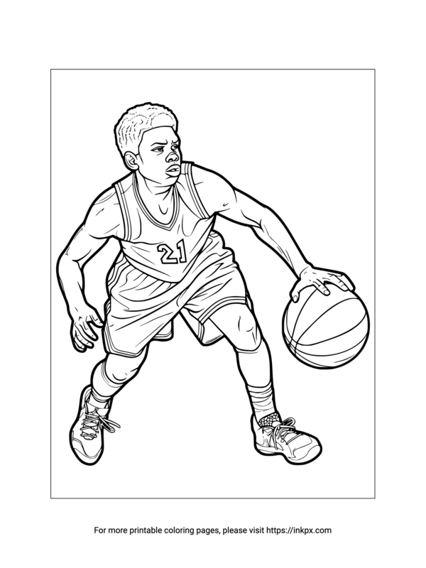 Printable Basketball Coloring Page