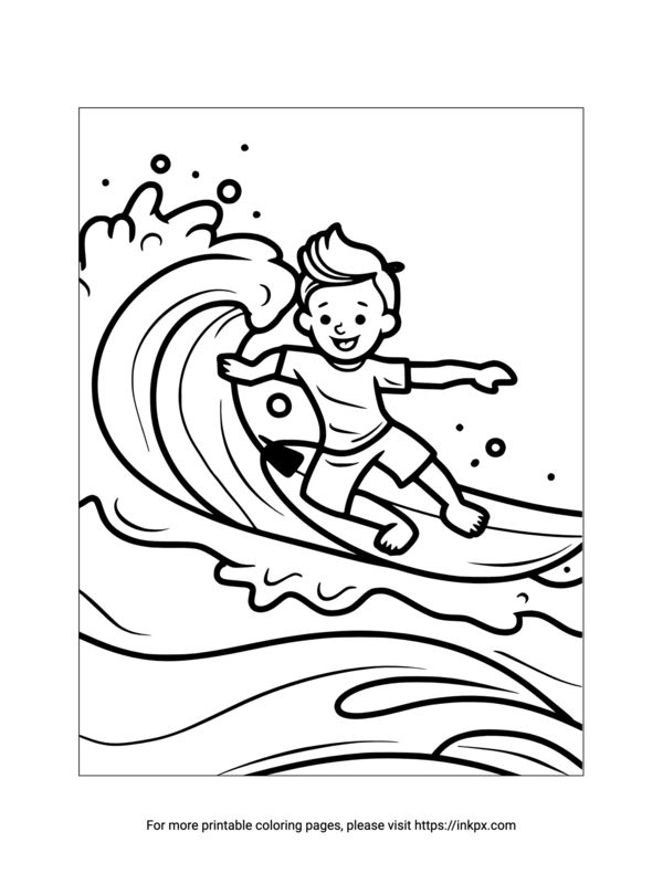 Printable Surfing Coloring Page