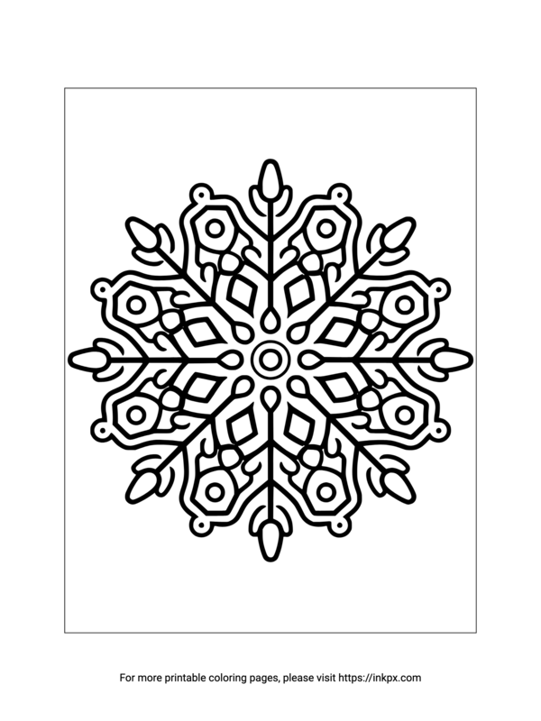 Free Printable Complex Snowflake Coloring Page