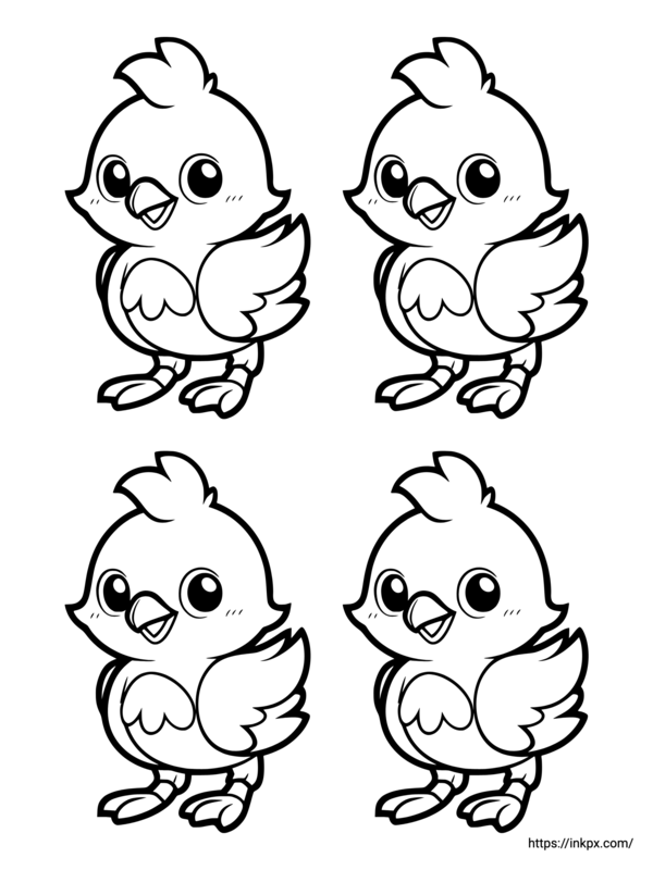 Free Printable Quadruple Chickens Coloring Page