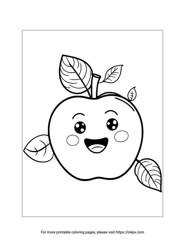 Free Printable Cute Apple Coloring Page