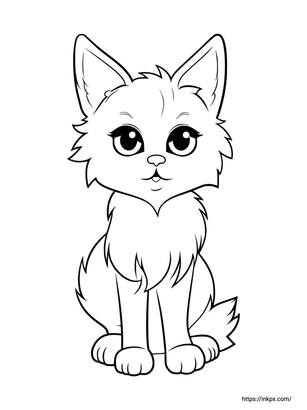 Printable Cute Turkish Angora Cat Coloring Page · InkPx