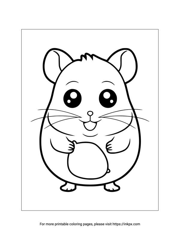 Printable Cute Hamster Coloring Sheet