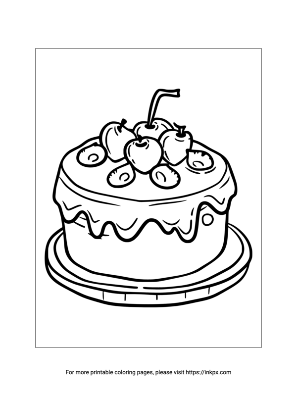 Free Printable Fruit Cake Coloring Page