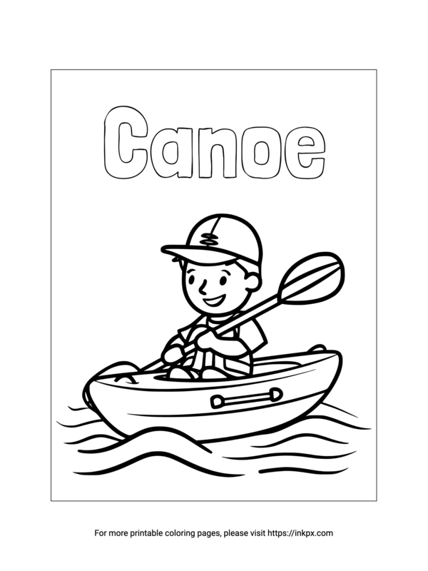Printable Canoe Coloring Page