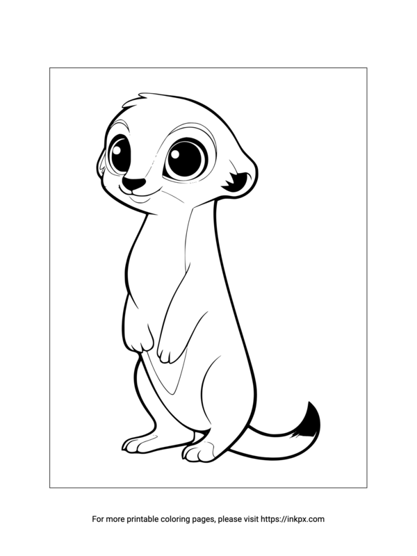 Printable Cute Meerkat Coloring Page · InkPx