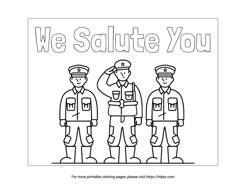 Free Printable We Salute You Coloring Page