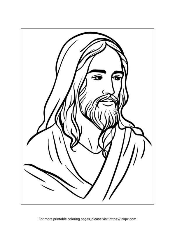 Free Printable Jesus Portrait Coloring Page