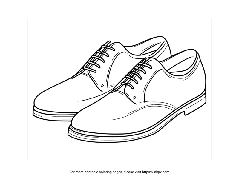 Free Printable Oxfords Shoes Coloring Page