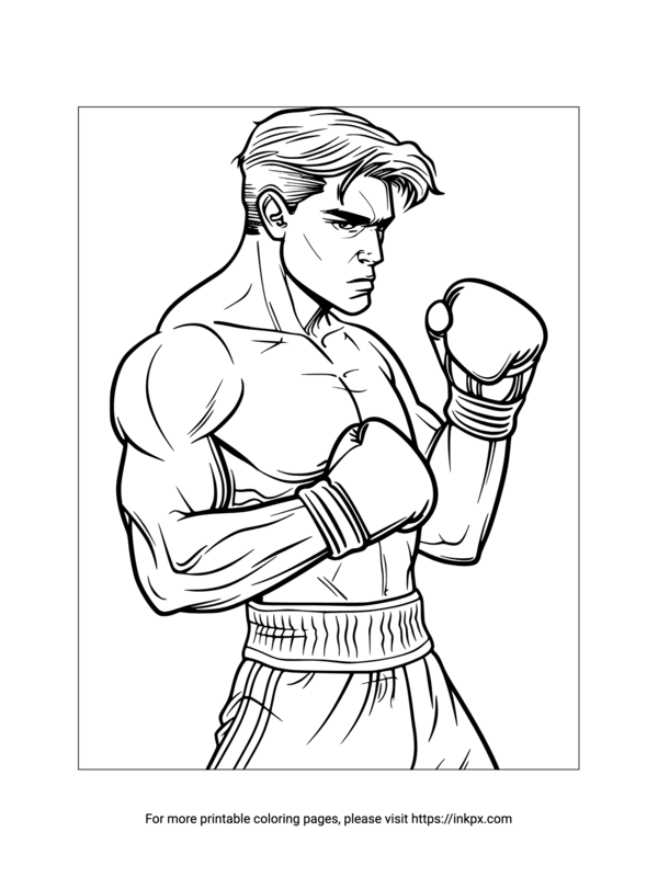 Printable Olympic Boxing Coloring Page