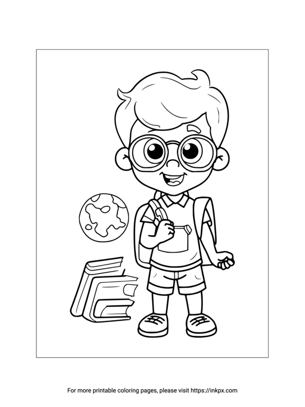 Printable School Kid Coloring Page