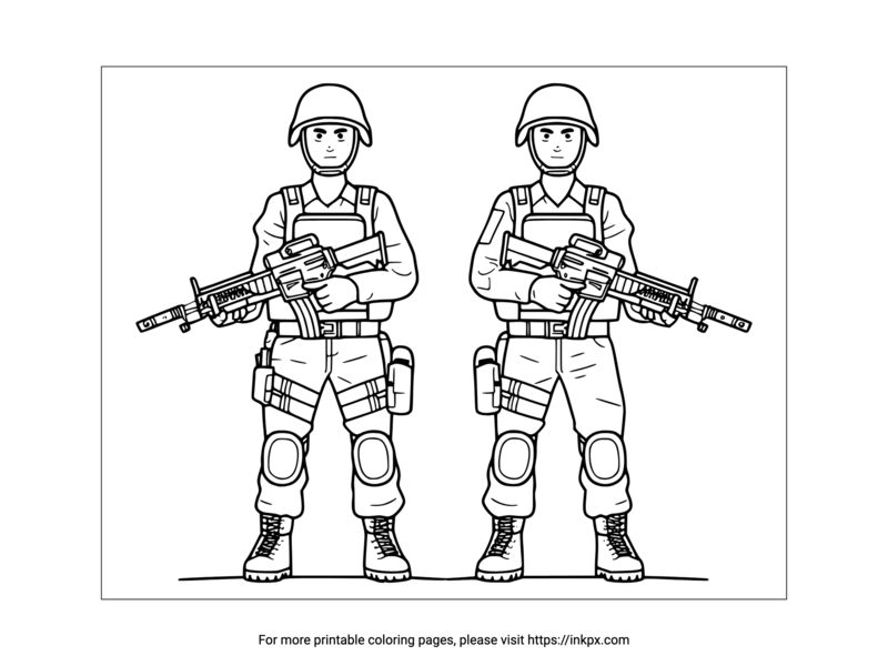 Free Printable Soldiers Coloring Sheet