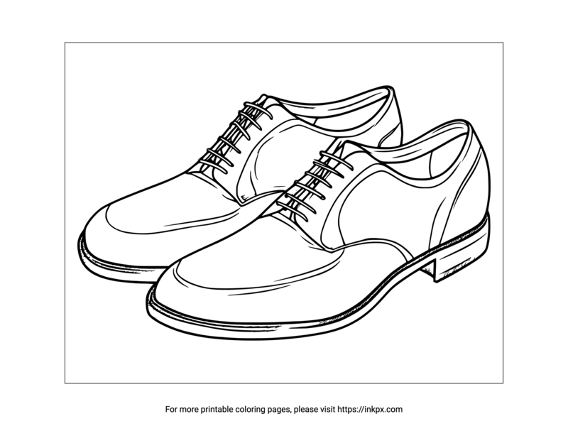 Free Printable Oxfords Shoes Coloring Sheet