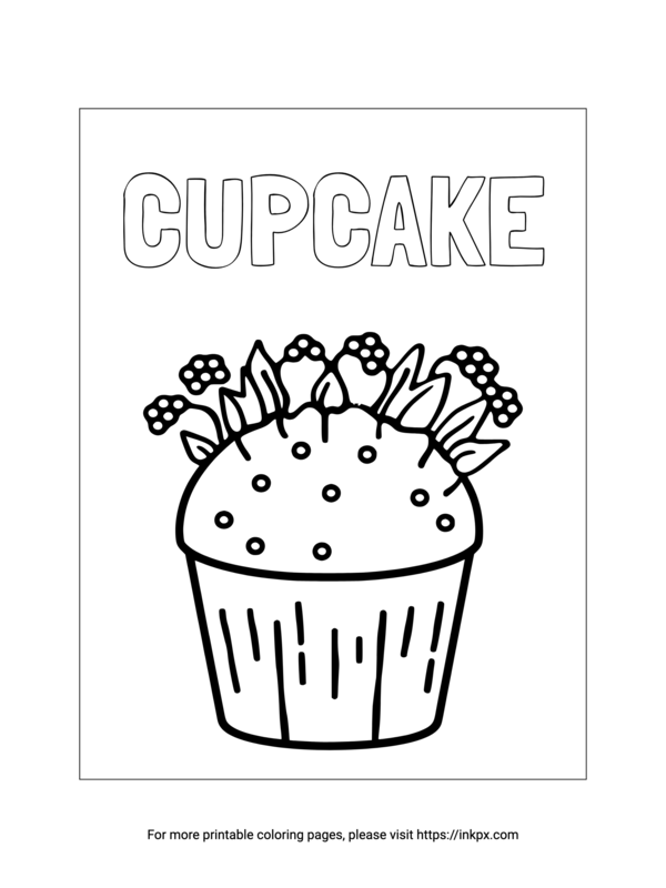 Free Printable Simple Cupcake Coloring Page