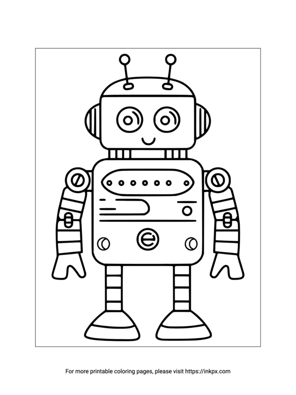 Free Printable Basic Robot Coloring Page