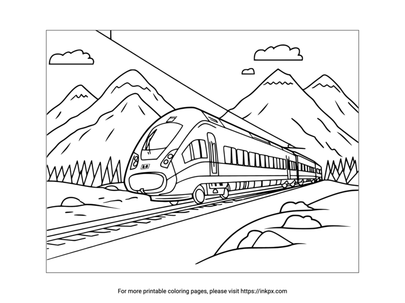 Free Printable Simple Train Coloring Sheet