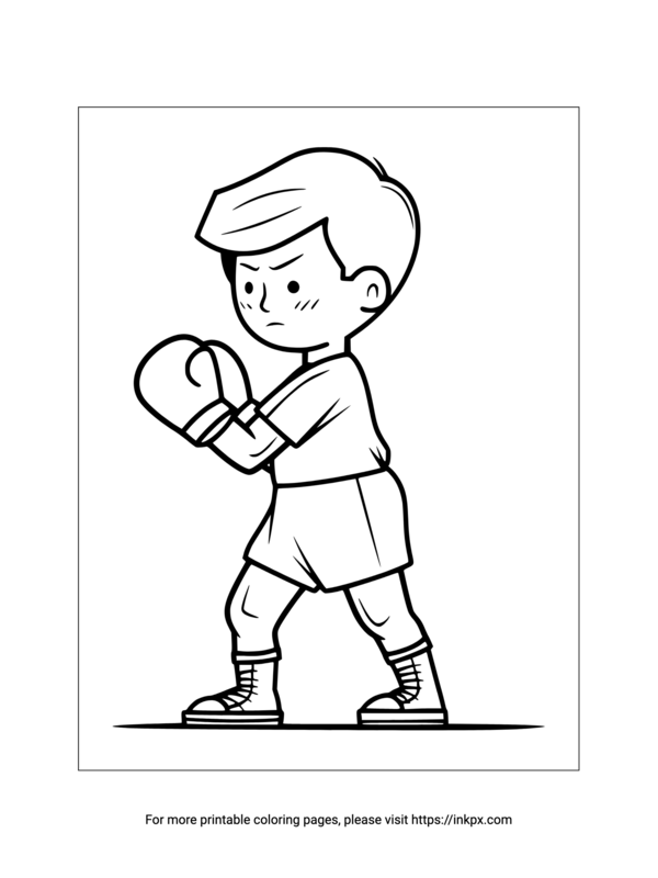 Printable Boxing Player Coloring Page