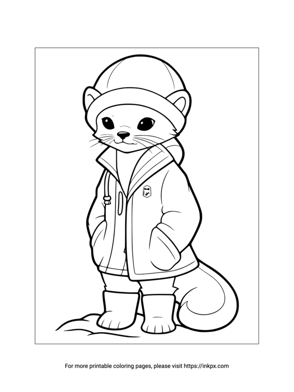 Printable Cartoon Marten Coloring Page