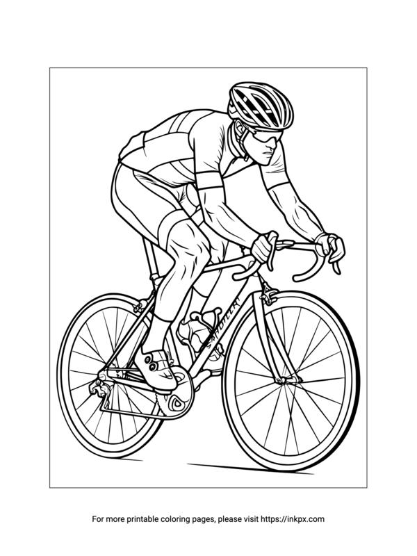 Printable Olympics Cycling Man Player Coloring Page