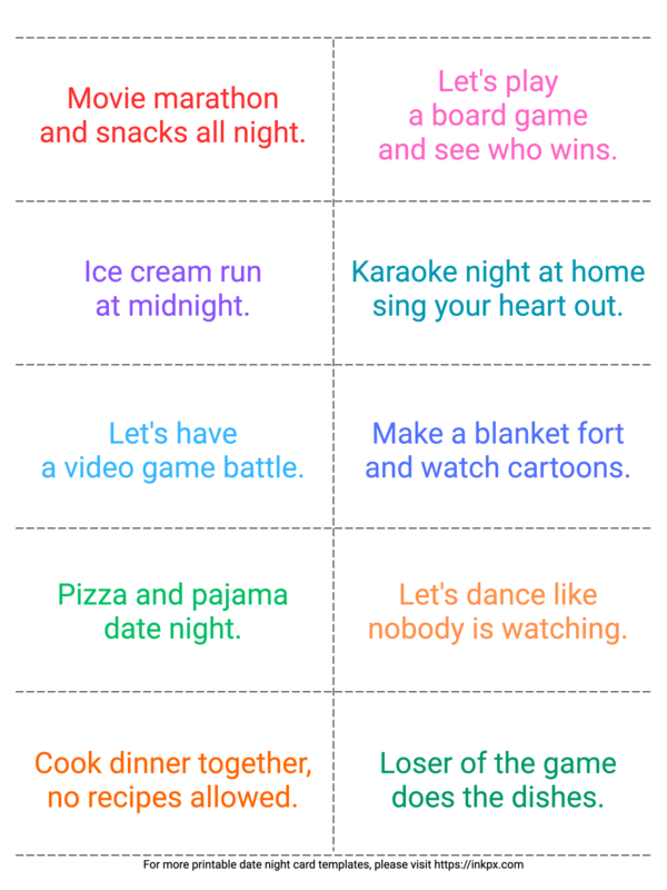 Free Printable Colorful Fun & Playful Date Night Card