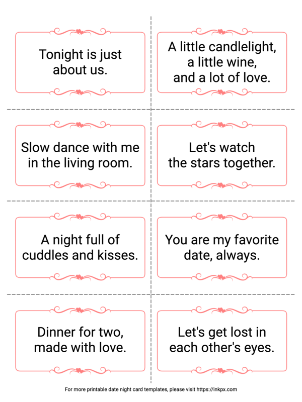 Free Printable Romantic & Sweet Date Night Card Template