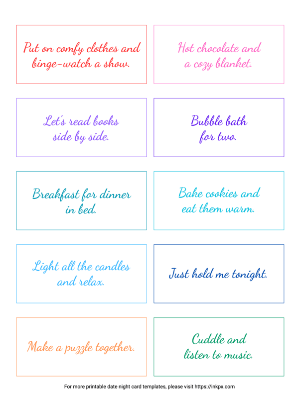Free Printable Cozy & Relaxed Date Night Card Template