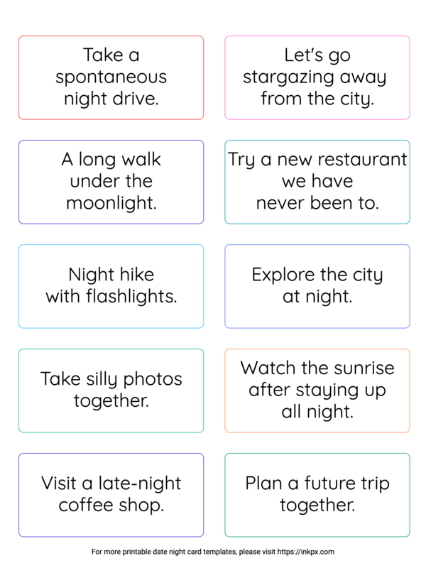 Free Printable Adventurous Date Night Card Template