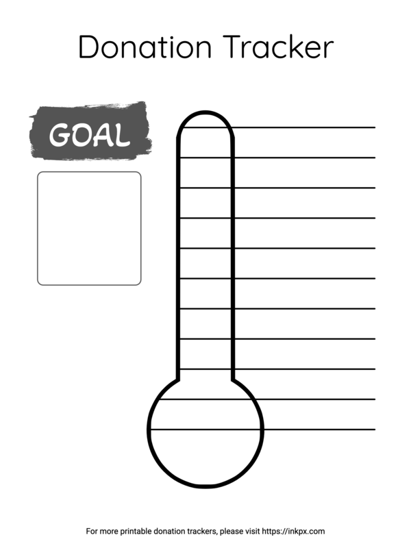 Free Printable Simple Thermometer Donation Tracker Template