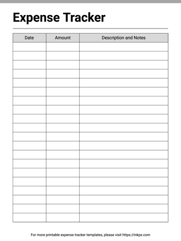 Free Printable Clean Style Black and White Expense Tracker