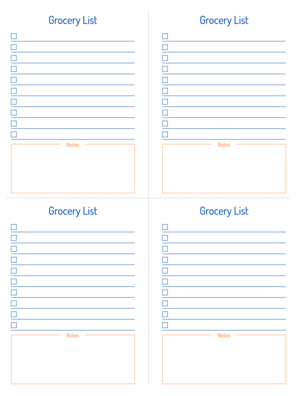 Free Printable Even Compact Colorful Style Grocery List Template