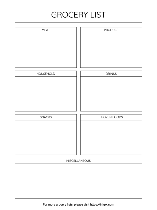 Free Printable Clean Grocery List Template