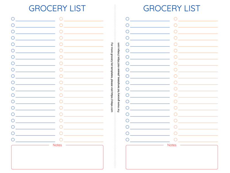 Free Printable Compact Style Grocery List Template