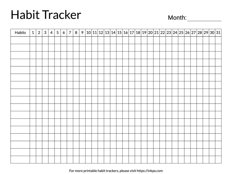 Printable Simple Table Style Habit Tracker Template