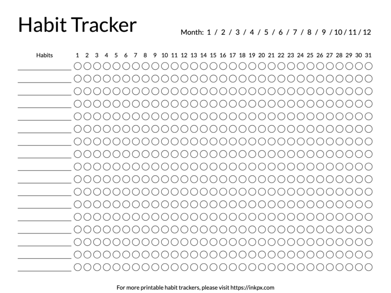 Printable Simple Checkbox Style Daily/Monthly Habit Tracker